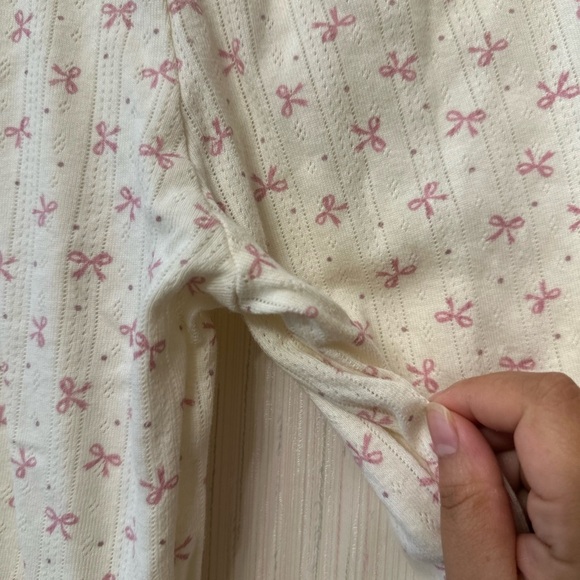 White Pajama Pants with Pink Bow Pattern coquette size xs - Picture 3 of 6